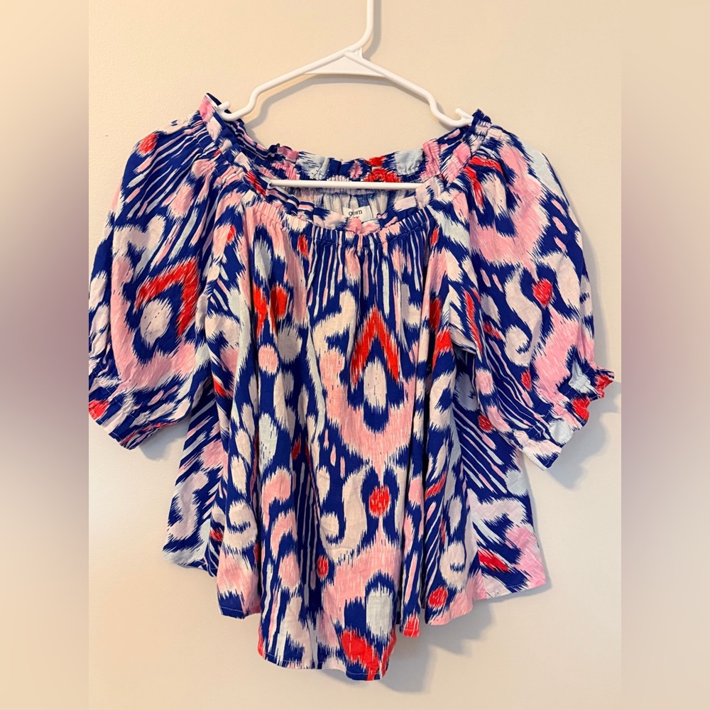 NWT- Crown & Ivy Vibrant Blue and Pink Blouse